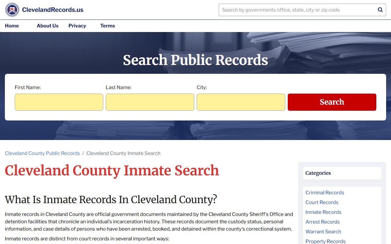 Cleveland County inmate population jail roster search