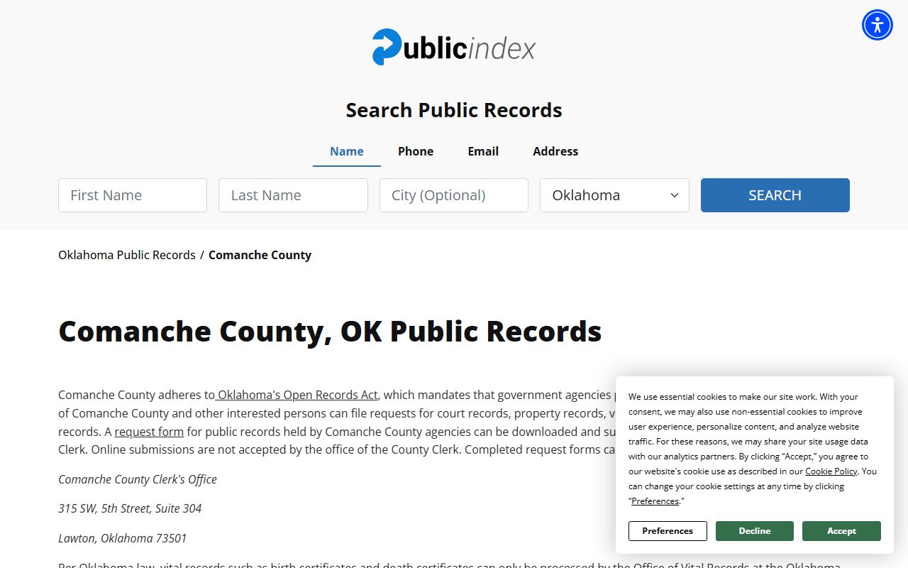 Comanche County inmate population search tool