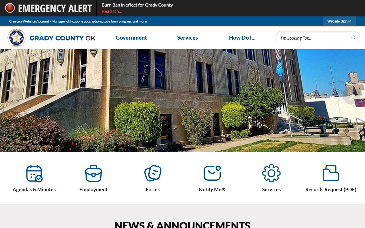 Grady County inmate population records through the Public Index