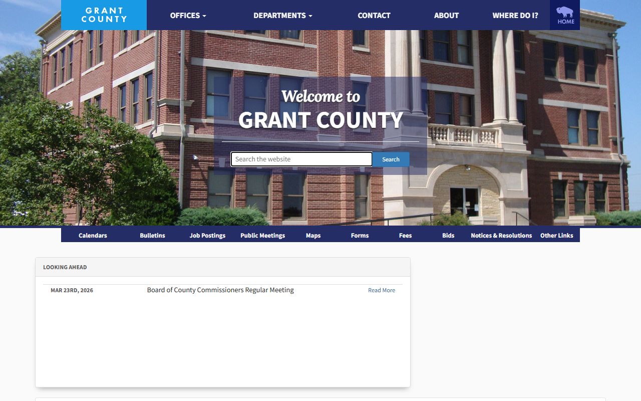 Grant County inmate population records through the Grant County Sheriff's Office