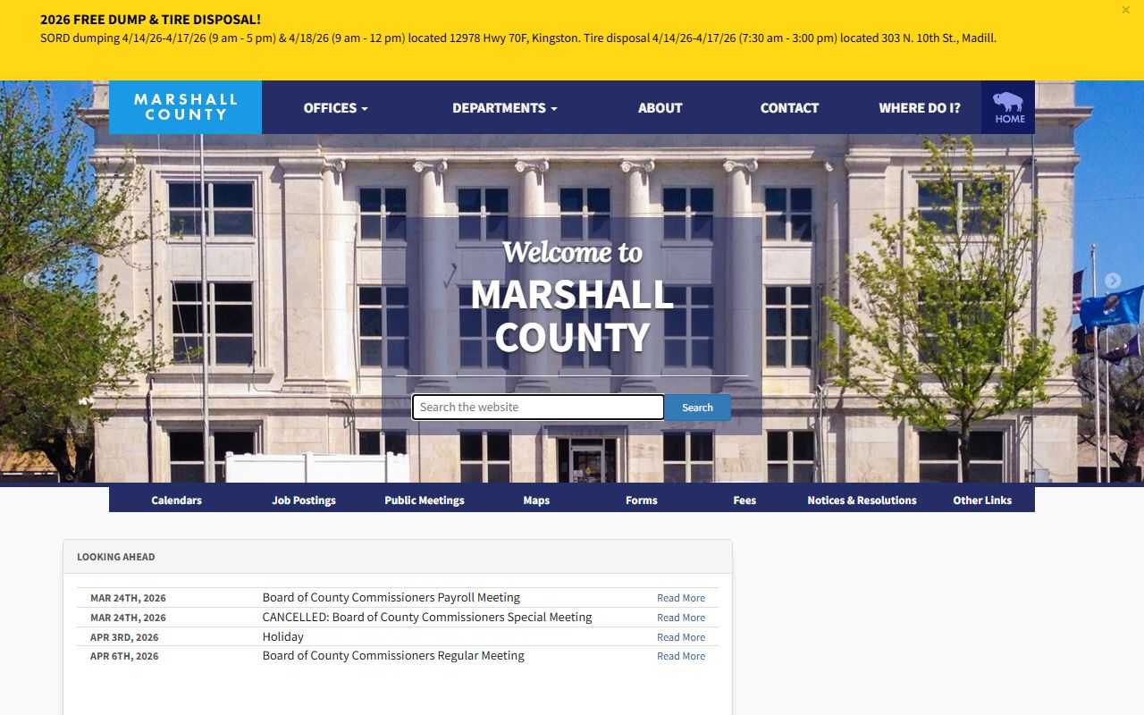 Marshall County inmate population records at the Marshall County Sheriff's Office