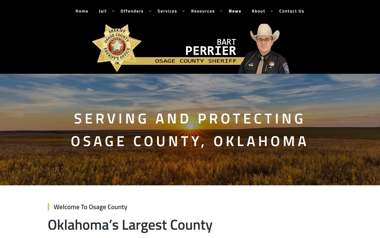 Osage County inmate population records through the Public Index for Osage County