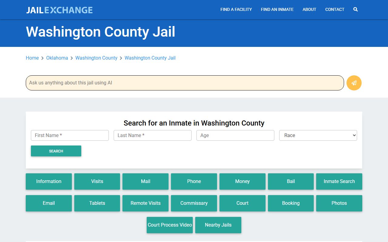 Washington County inmate population online search portal